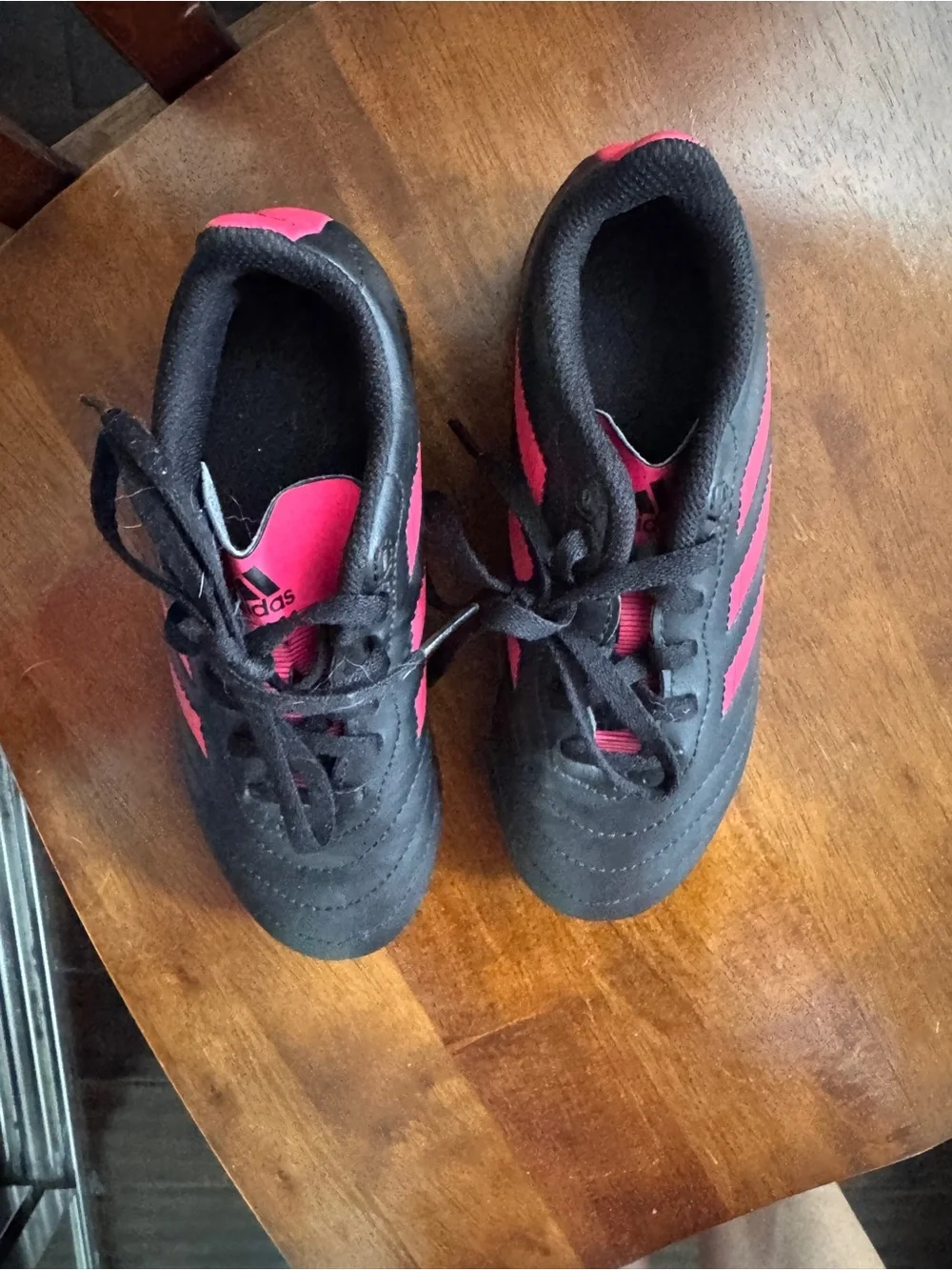 adidas Kids Black and Pink Athletic Clears Soccer Shoes